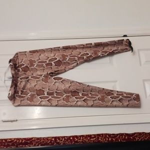 SHEIN Leggings Tan & Brown With Snake Skin Print